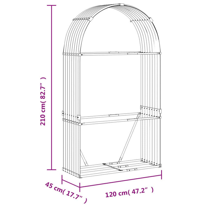 vidaXL Log Holder Anthracite 120x45x210 cm Galvanised Steel