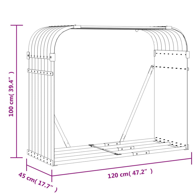 vidaXL Log Holder Anthracite 120x45x100 cm Galvanised Steel