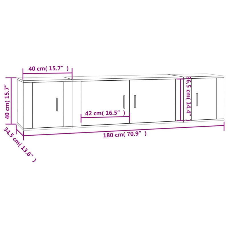 vidaXL 3 Piece TV Cabinet Set White Engineered Wood