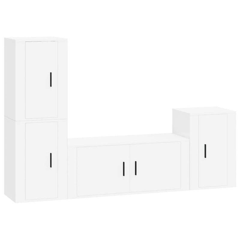 vidaXL 4 Piece TV Cabinet Set White Engineered Wood