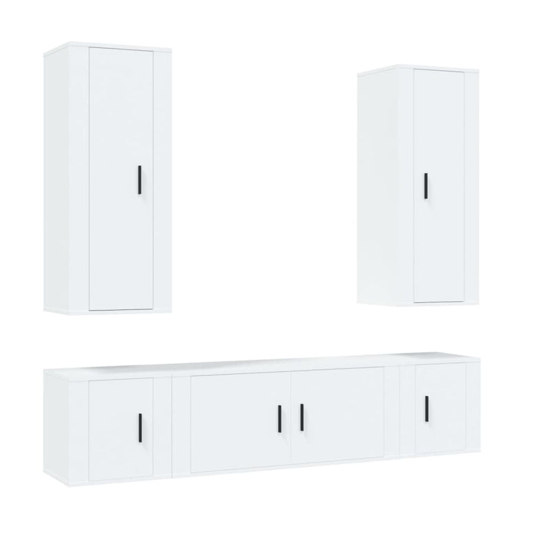 vidaXL 5 Piece TV Cabinet Set White Engineered Wood