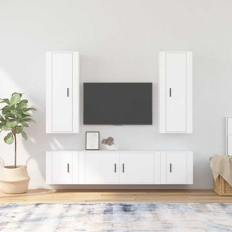 vidaXL 5 Piece TV Cabinet Set White Engineered Wood