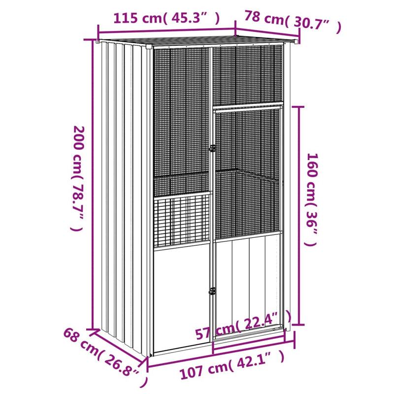 Bird Cage Anthracite 115x78x200 cm Galvanised Steel