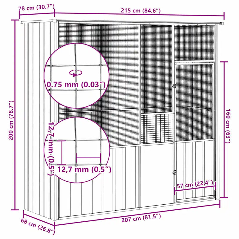 Bird Cage Anthracite 215x78x200 cm Galvanised Steel