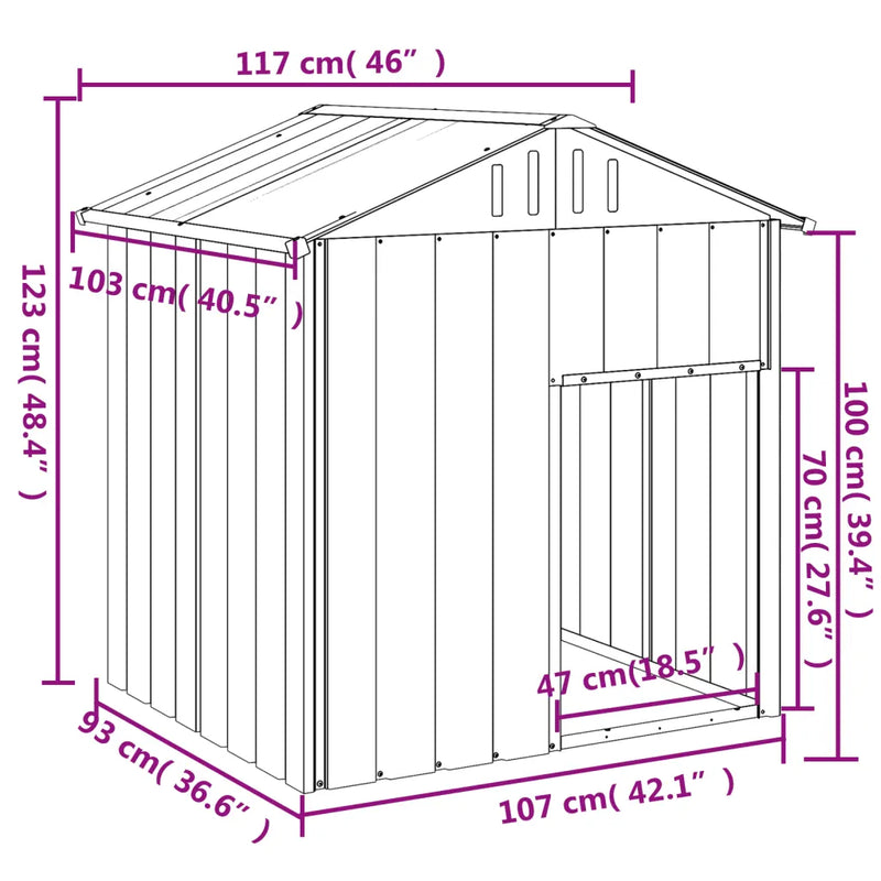 Dog House with Roof Anthracite 117x103x123 cm Galvanised Steel