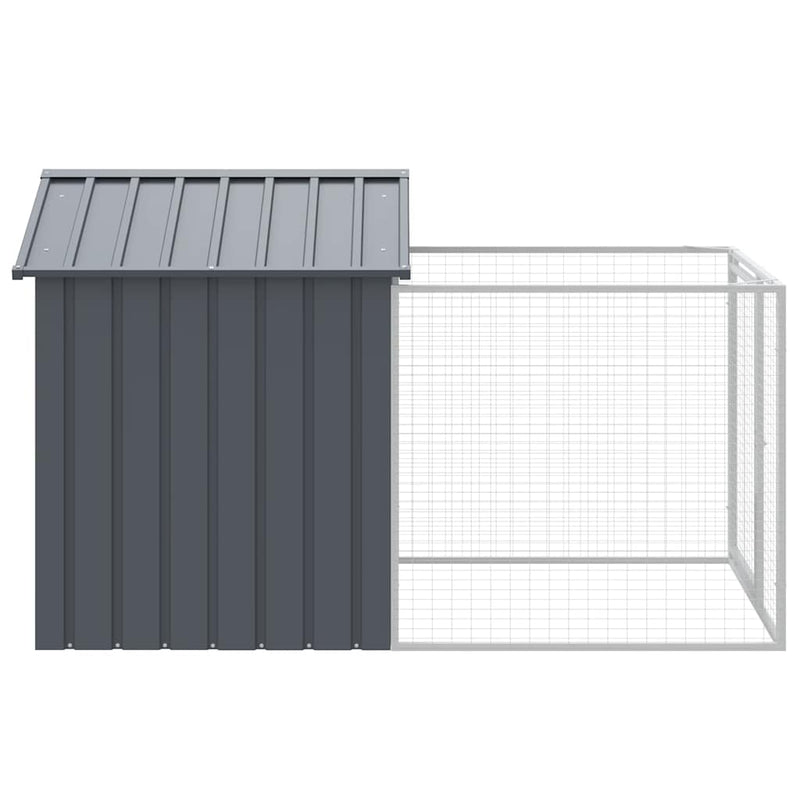vidaXL Dog House with Run Anthracite 117x201x123 cm Galvanised Steel