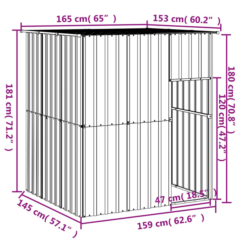 Dog House with Roof Anthracite 165x153x181 cm Galvanised Steel