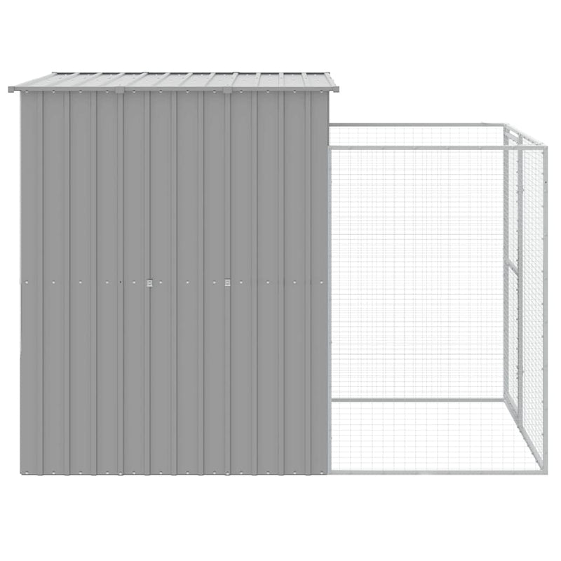 vidaXL Dog House with Run Light Grey 165x251x181 cm Galvanised Steel