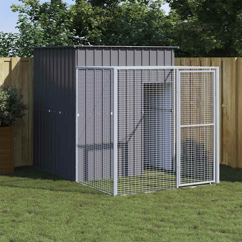 vidaXL Chicken Cage with Run Anthracite 165x251x181 cm Galvanised Steel