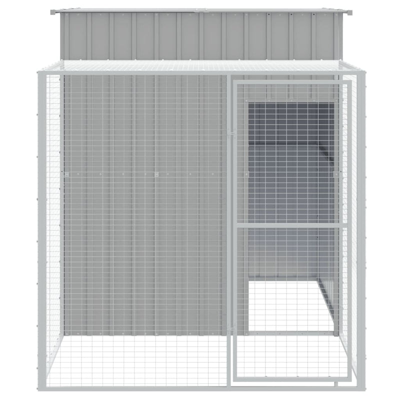 Chicken Cage with Run Light Grey 165x251x181 cm Galvanised Steel