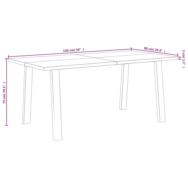 vidaXL Dining Table 150x90x75 cm Solid Wood Acacia