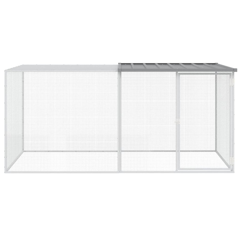 Chicken Cage with Roof Light Grey 203x98x90 cm Galvanised Steel