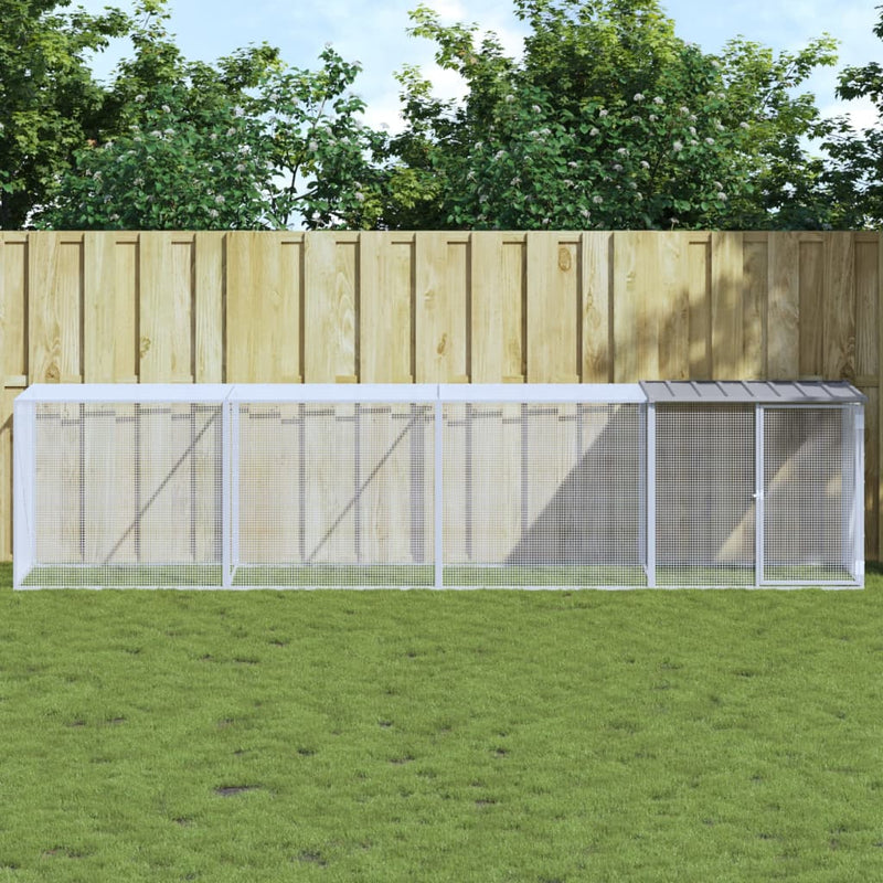 Chicken Cage with Roof Light Grey 403x98x90 cm Galvanised Steel