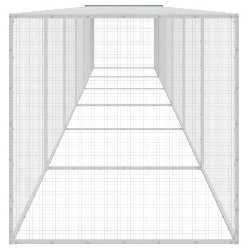 Chicken Cage with Roof Light Grey 603x98x90 cm Galvanised Steel