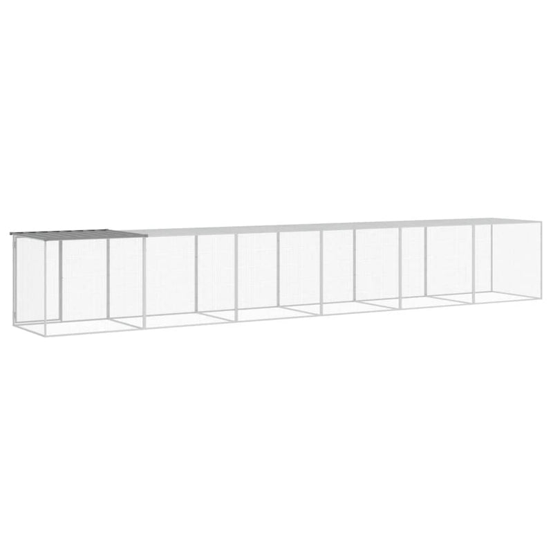 vidaXL Chicken Cage with Roof Light Grey 603x98x90 cm Galvanised Steel