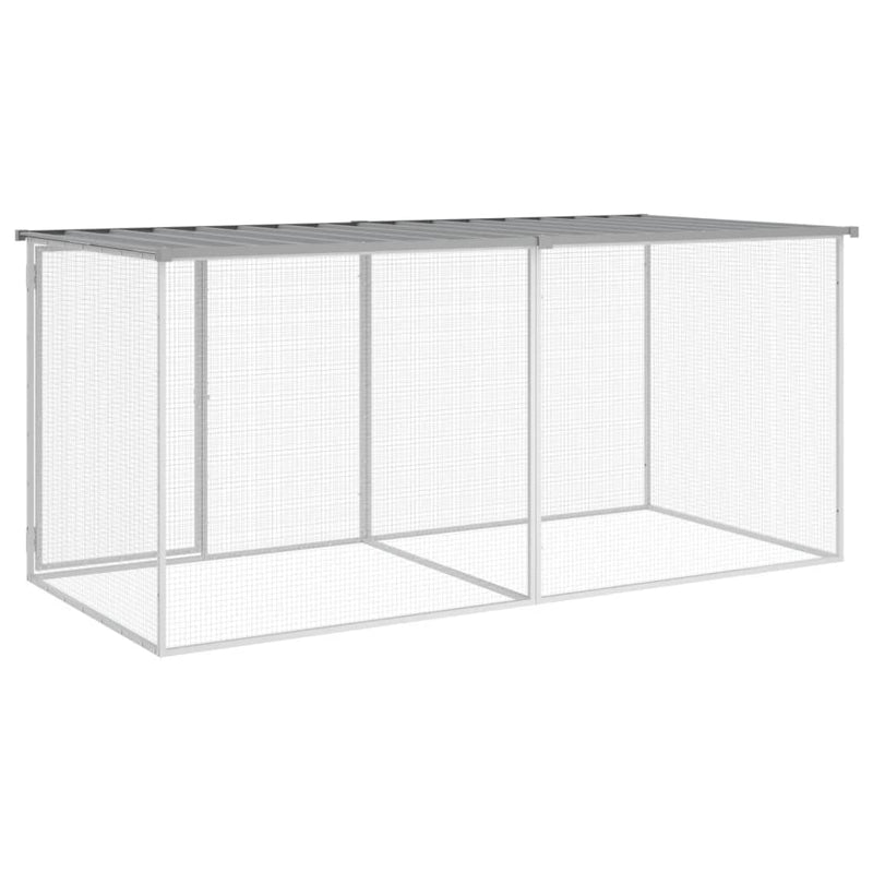 vidaXL Chicken Cage with Roof Light Grey 203x98x90 cm Galvanised Steel