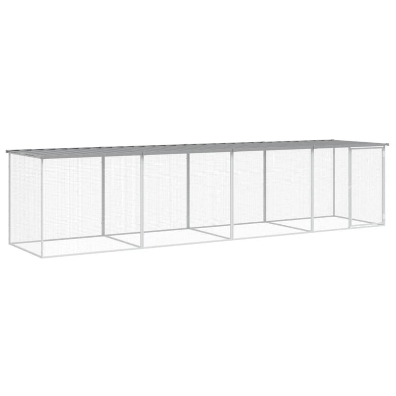 vidaXL Chicken Cage with Roof Light Grey 403x98x90 cm Galvanised Steel