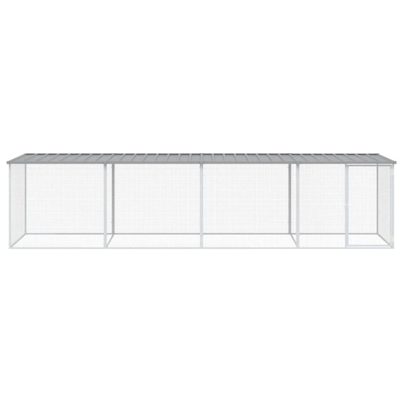vidaXL Chicken Cage with Roof Light Grey 403x98x90 cm Galvanised Steel