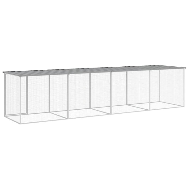 Chicken Cage with Roof Light Grey 403x98x90 cm Galvanised Steel