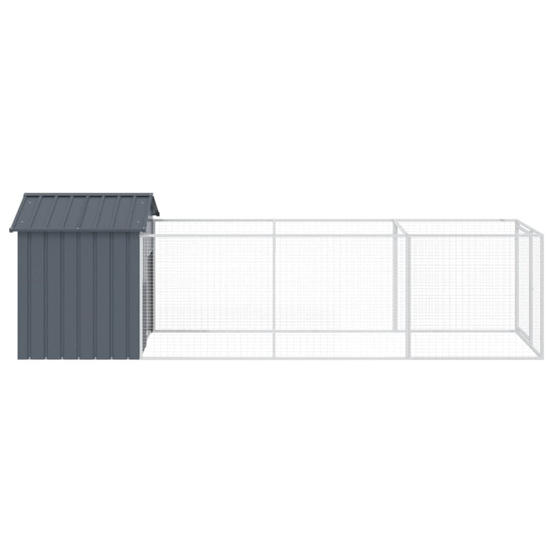 vidaXL Dog House with Roof Anthracite 117x405x123 cm Galvanised Steel