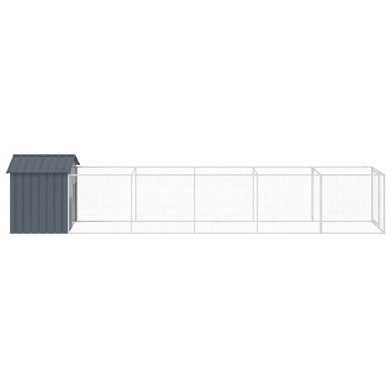 vidaXL Dog House with Roof Anthracite 117x609x123 cm Galvanised Steel