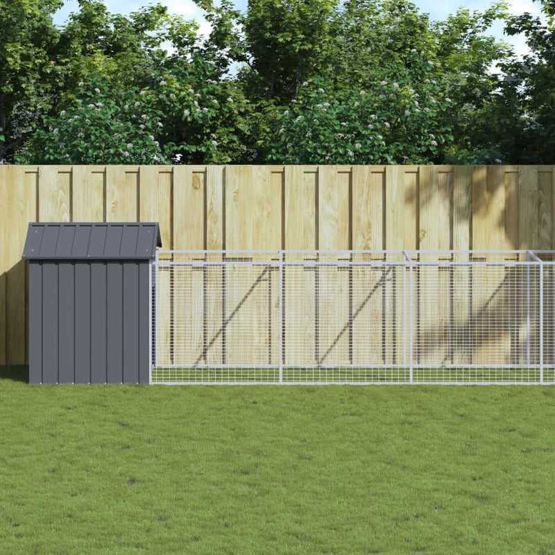 vidaXL Dog House with Roof Anthracite 117x609x123 cm Galvanised Steel