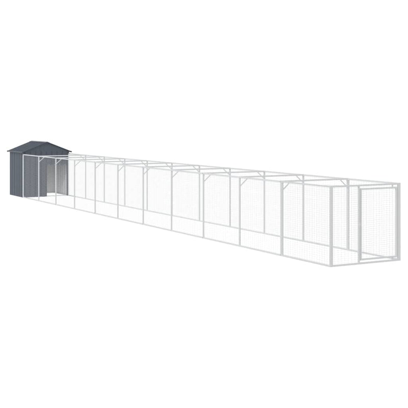 vidaXL Dog House with Roof Anthracite 117x1221x123 cm Galvanised Steel