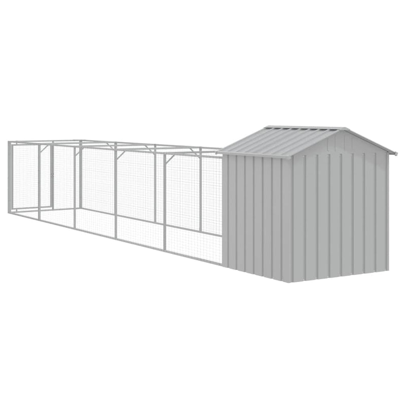 vidaXL Dog House with Roof Light Grey 117x609x123 cm Galvanised Steel