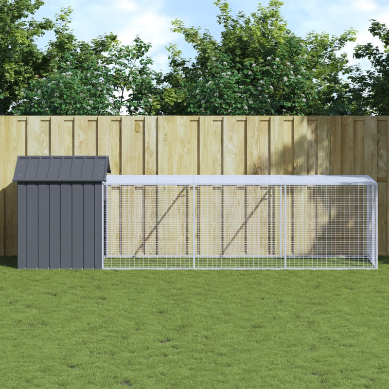 Chicken Cage with Run Anthracite 117x405x123 cm Galvanised Steel