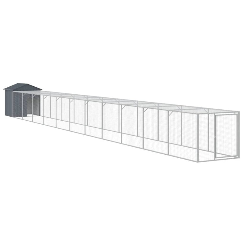 Chicken Cage with Run Anthracite 117x1221x123 cm Galvanised Steel