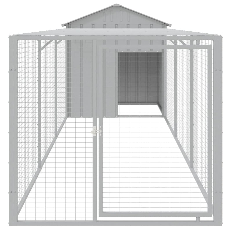 Chicken Cage with Run Light Grey 117x405x123 cm Galvanised Steel