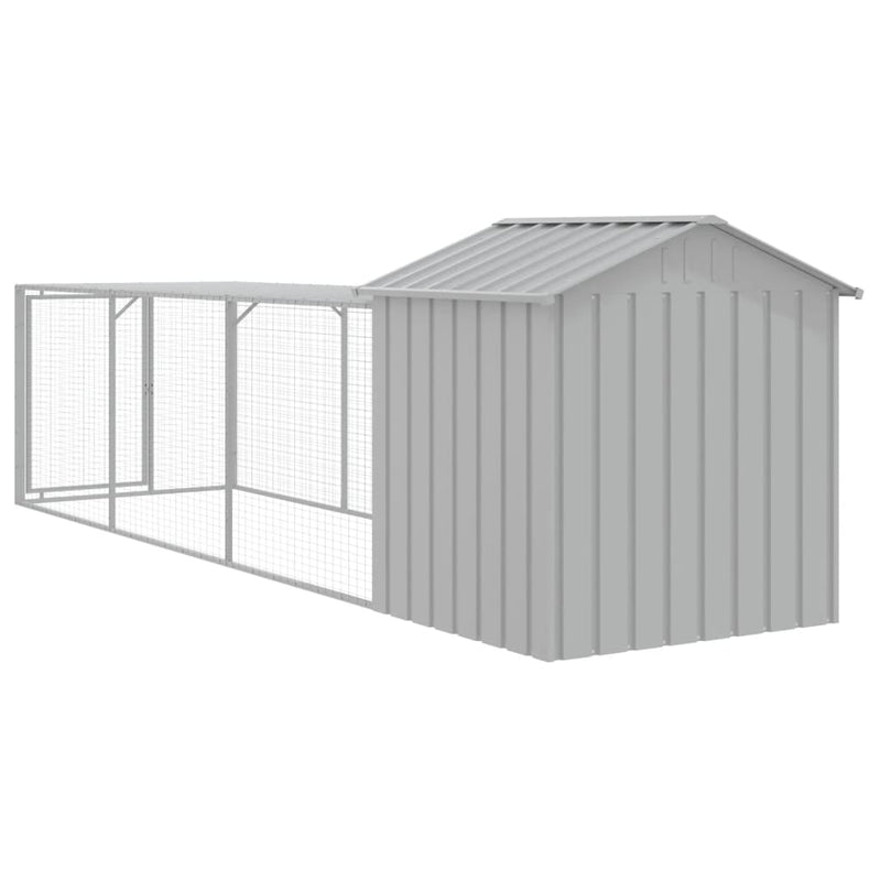 Chicken Cage with Run Light Grey 117x405x123 cm Galvanised Steel