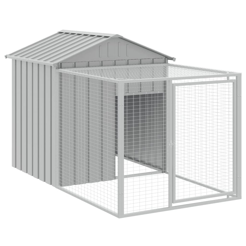 Chicken Cage with Run Light Grey 117x405x123 cm Galvanised Steel