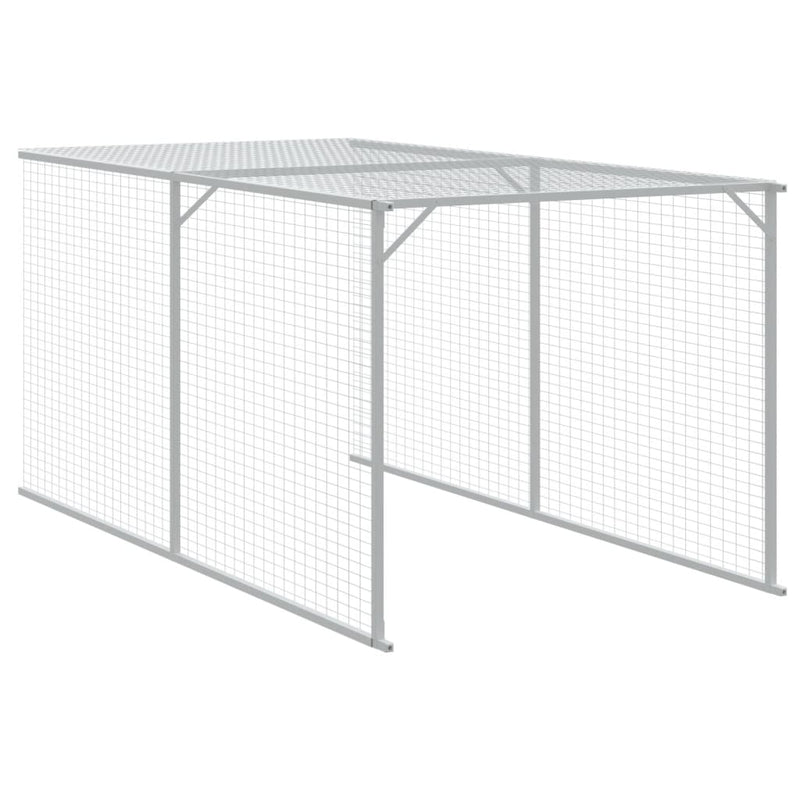 Chicken Cage with Run Light Grey 117x405x123 cm Galvanised Steel