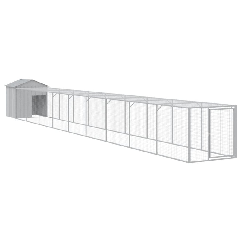 Chicken Cage with Run Light Grey 117x1017x123 cm Galvanised Steel