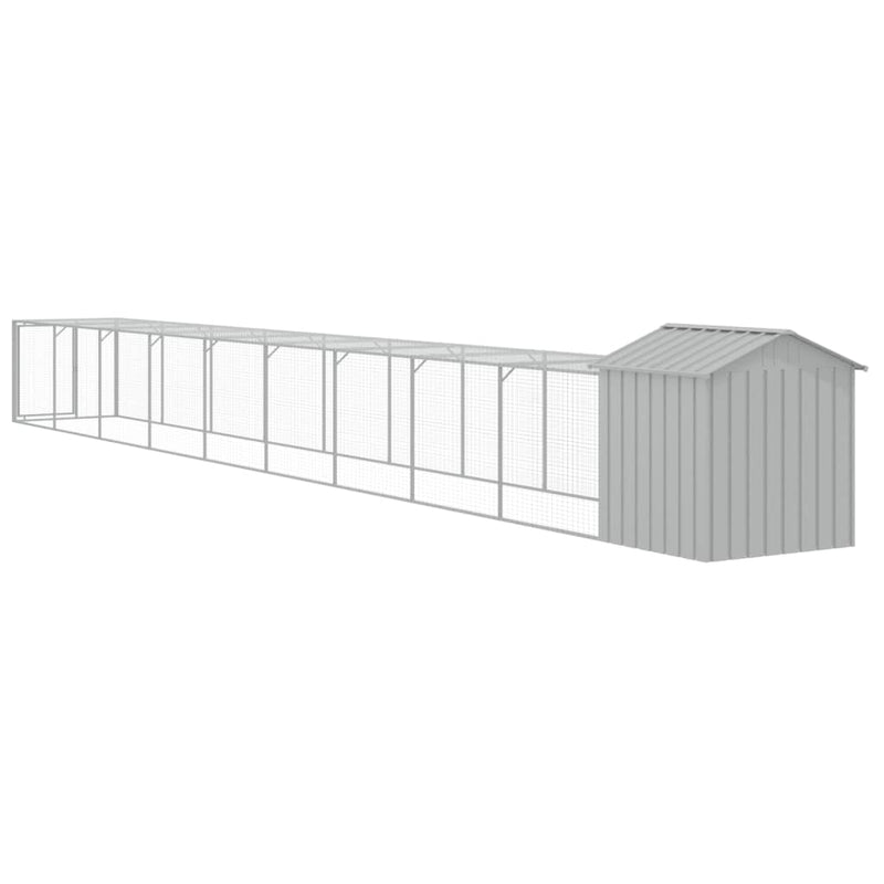 vidaXL Chicken Cage with Run Light Grey 117x1017x123 cm Galvanised Steel