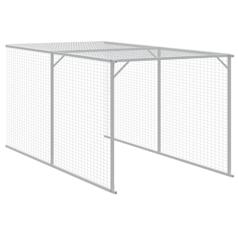 Chicken Cage with Run Light Grey 117x1017x123 cm Galvanised Steel