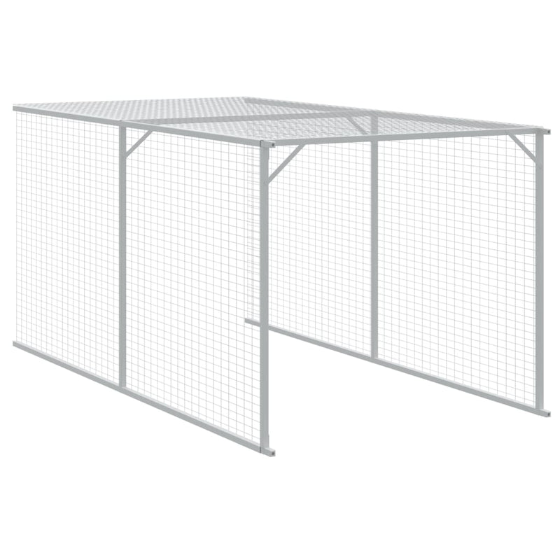 Chicken Cage with Run Light Grey 117x1221x123 cm Galvanised Steel