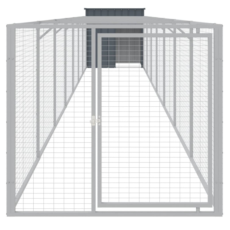 vidaXL Dog House with Run Anthracite 110x813x110 cm Galvanised Steel