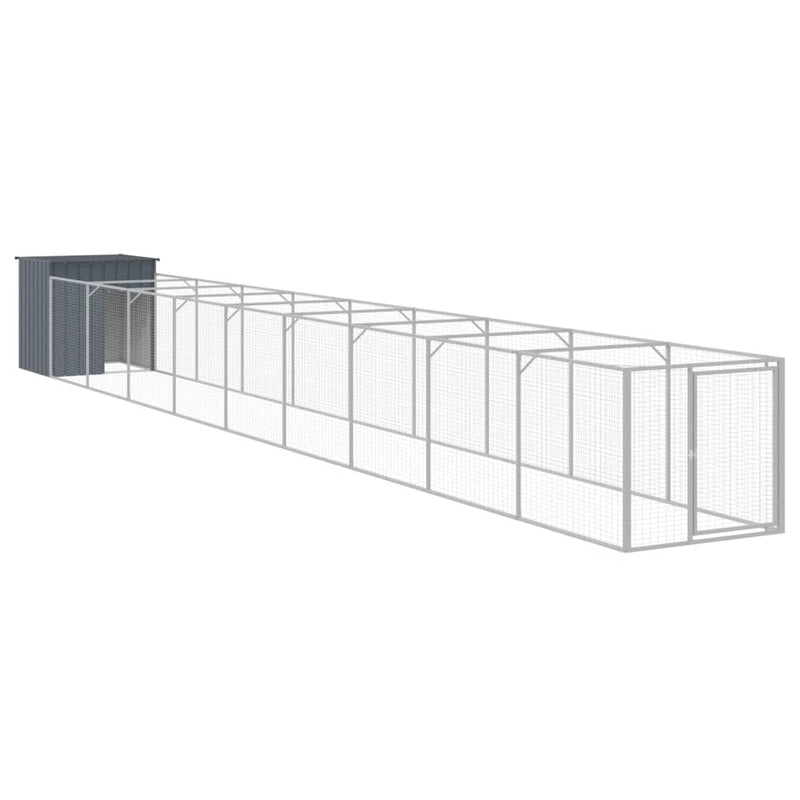 vidaXL Dog House with Run Anthracite 110x1017x110 cm Galvanised Steel