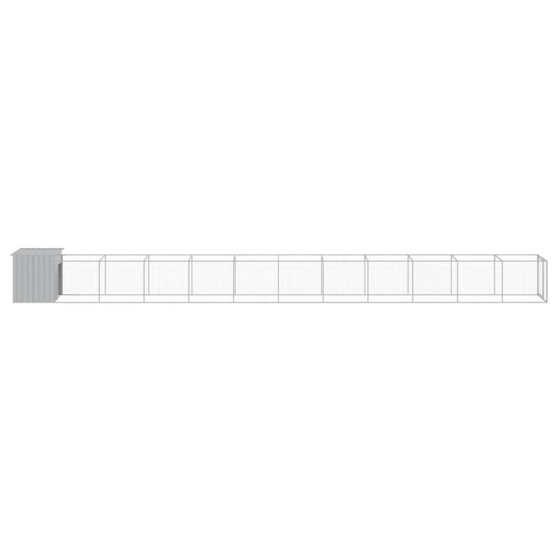 vidaXL Dog House with Run Light Grey 110x1221x110 cm Galvanised Steel