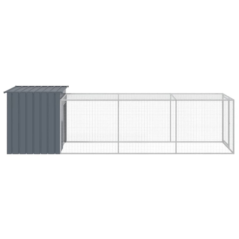 Chicken Cage with Run Anthracite 110x405x110 cm Galvanised Steel