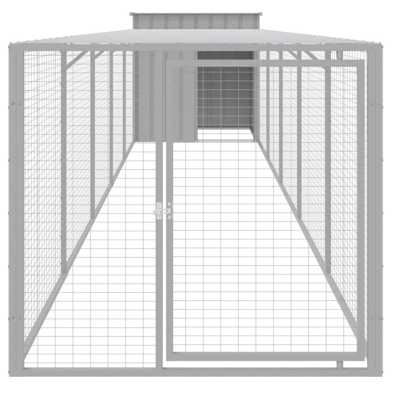 Chicken Cage with Run Light Grey 110x609x110 cm Galvanised Steel