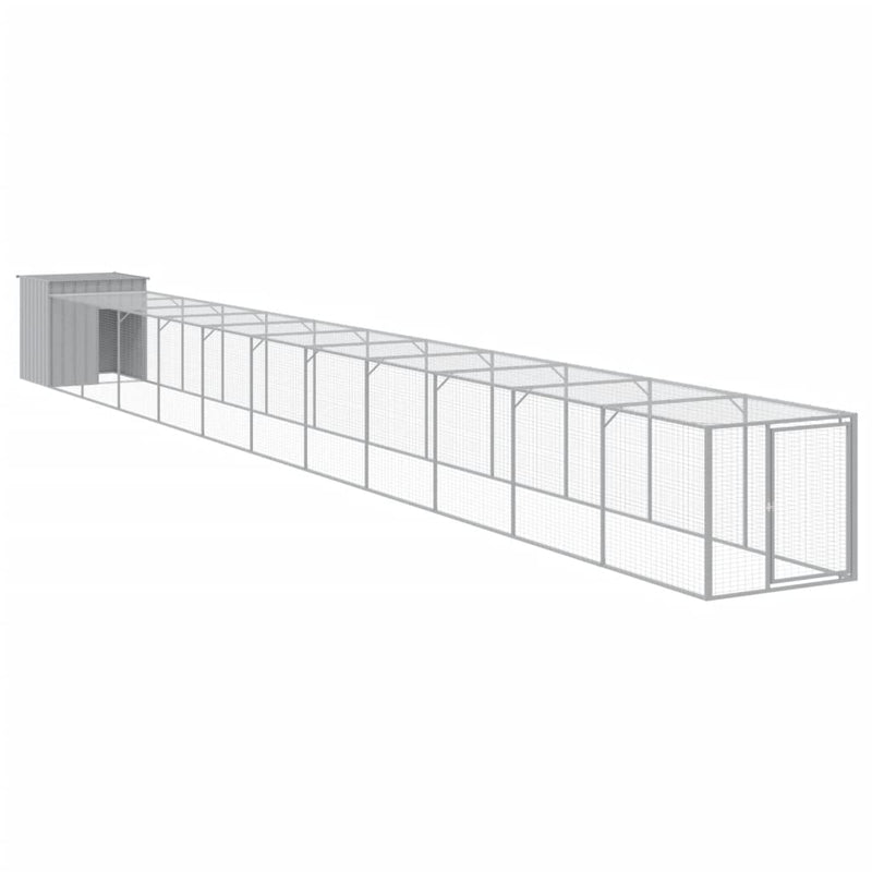 Chicken Cage with Run Light Grey 110x1221x110 cm Galvanised Steel