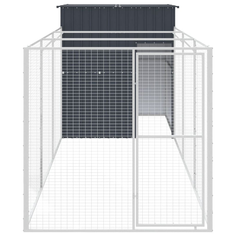 vidaXL Dog House with Run Anthracite 165x455x181 cm Galvanised Steel