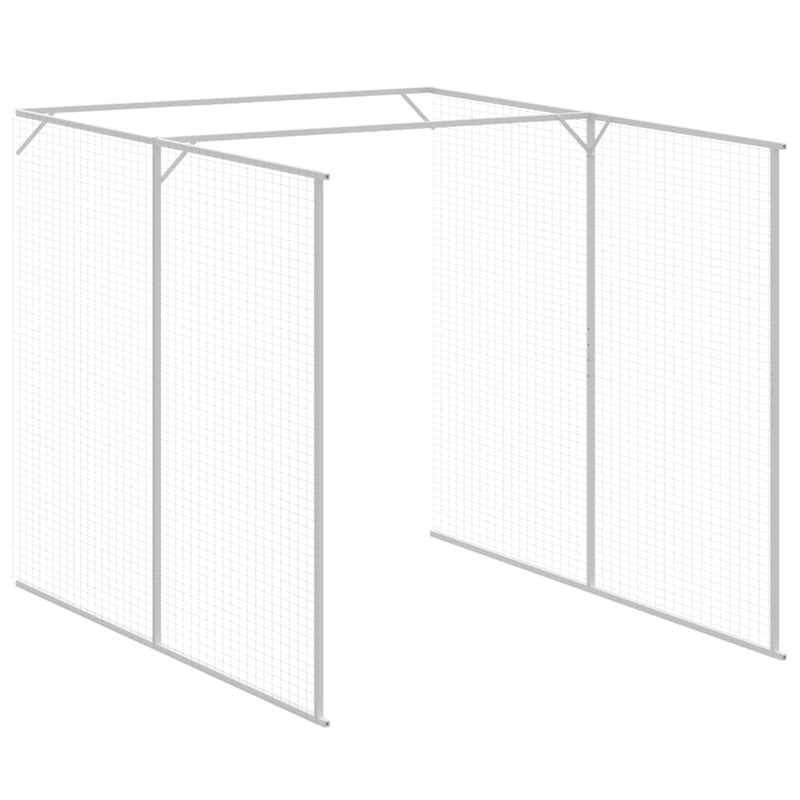 vidaXL Dog House with Run Light Grey 165x455x181 cm Galvanised Steel