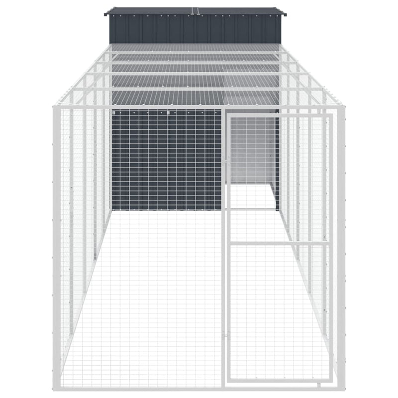 Chicken Cage with Run Anthracite 165x659x181 cm Galvanised Steel