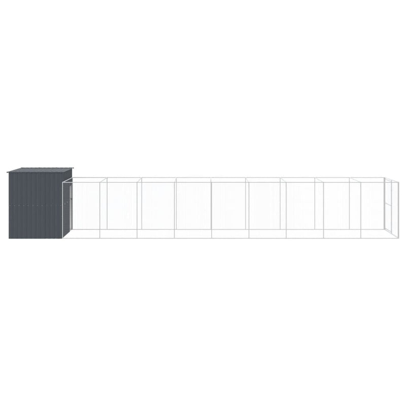 vidaXL Dog House with Run Anthracite 214x1069x181 cm Galvanised Steel