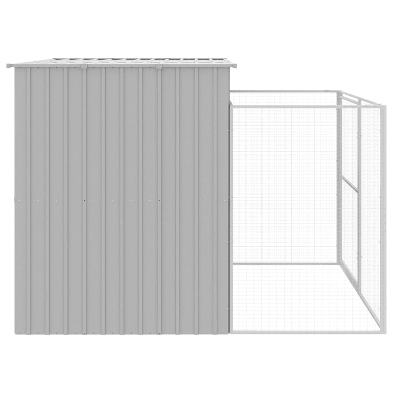 vidaXL Dog House with Run Light Grey 214x253x181 cm Galvanised Steel