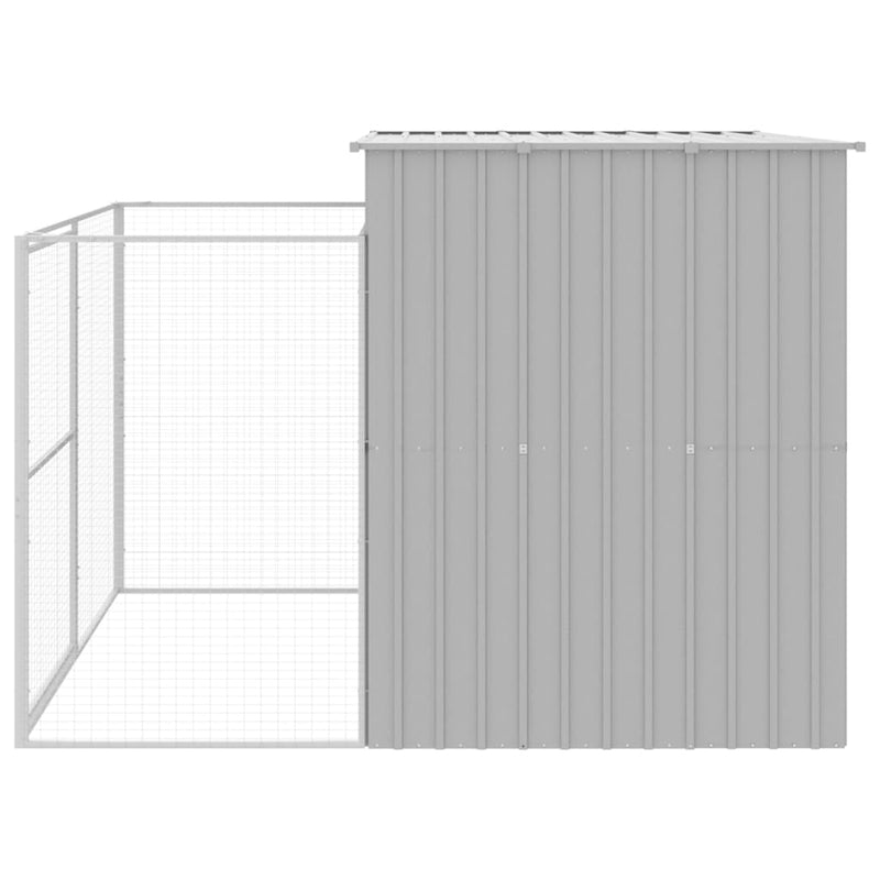 vidaXL Dog House with Run Light Grey 214x253x181 cm Galvanised Steel